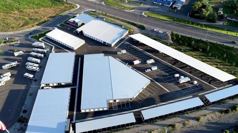 Aerial shot of a storage facility