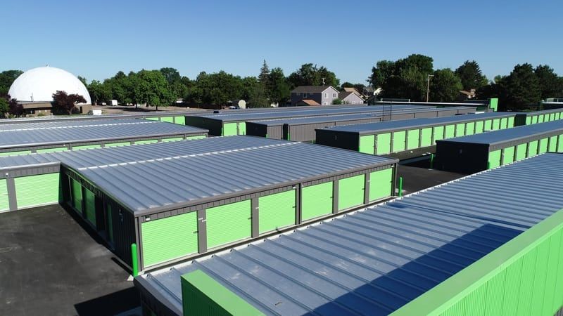 Aerial shot of a storage facility