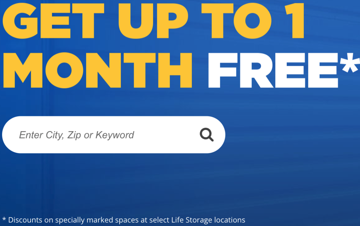 Image of discount on Life Storage website