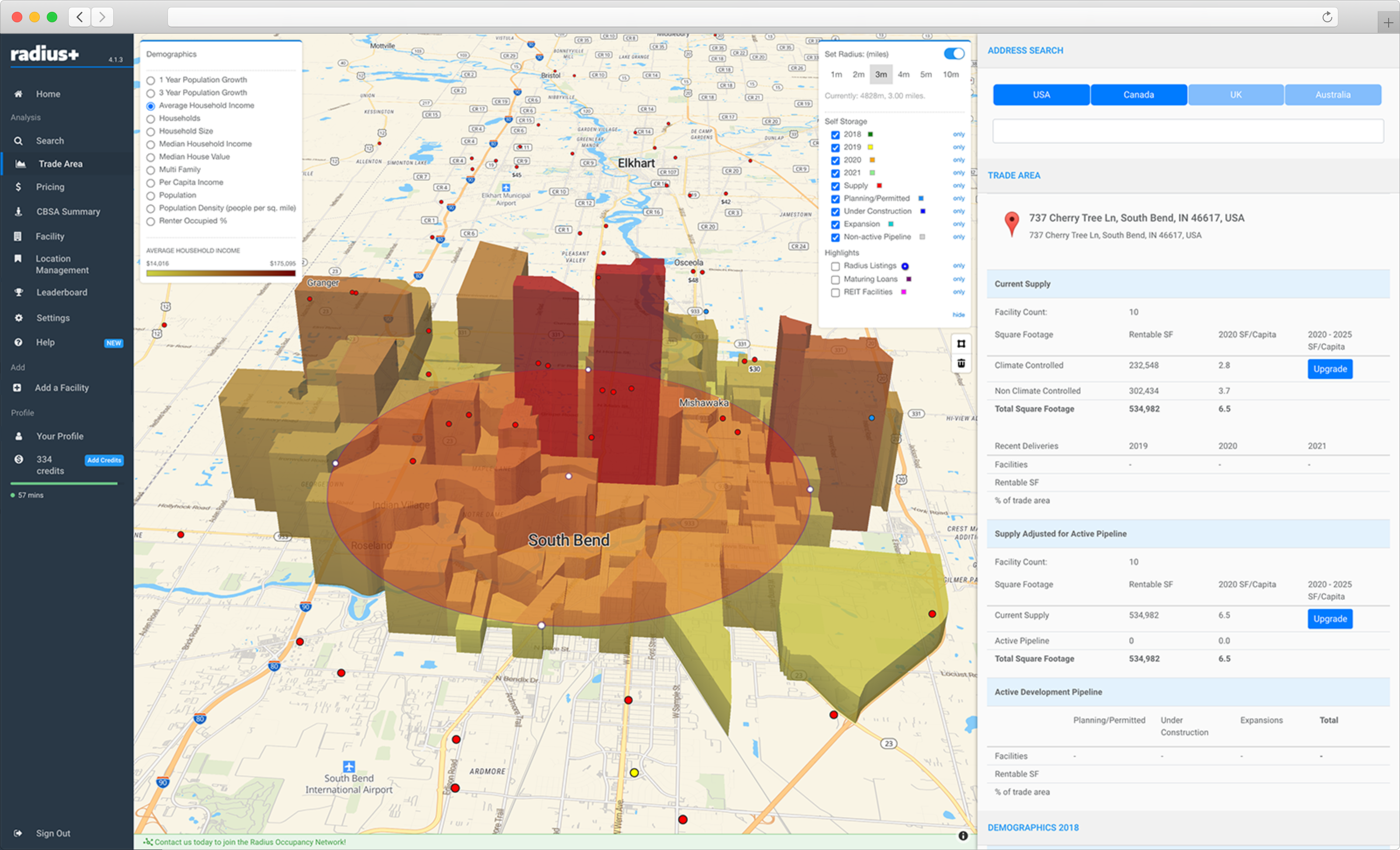 Radius+ for self storage location intelligence